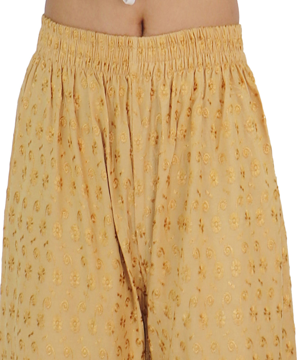 PAVONINE Beige Color Full Chikankari Rayon Fabric Sharara For Women - Distacart