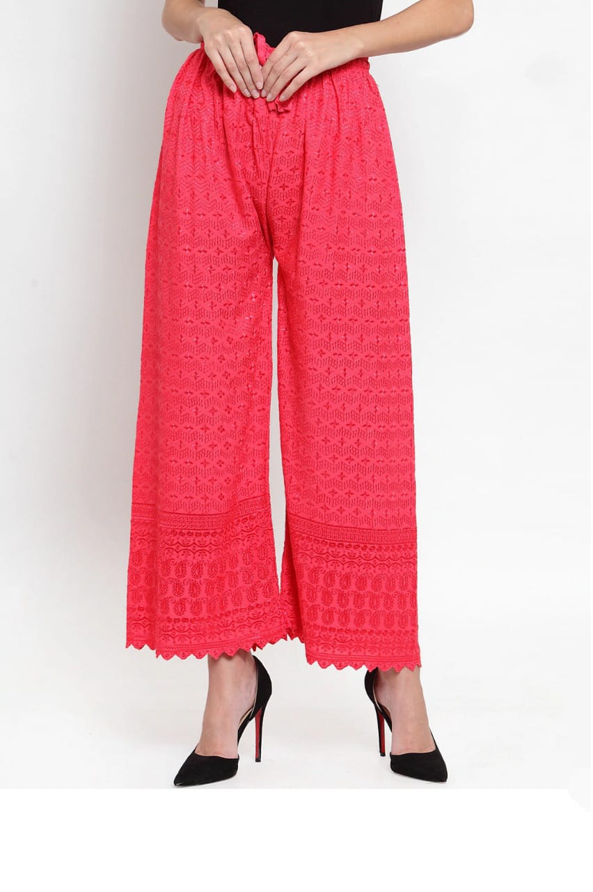 PAVONINE Gajri Color Full Chikankari Rayon Fabric Sharara For Women - Distacart