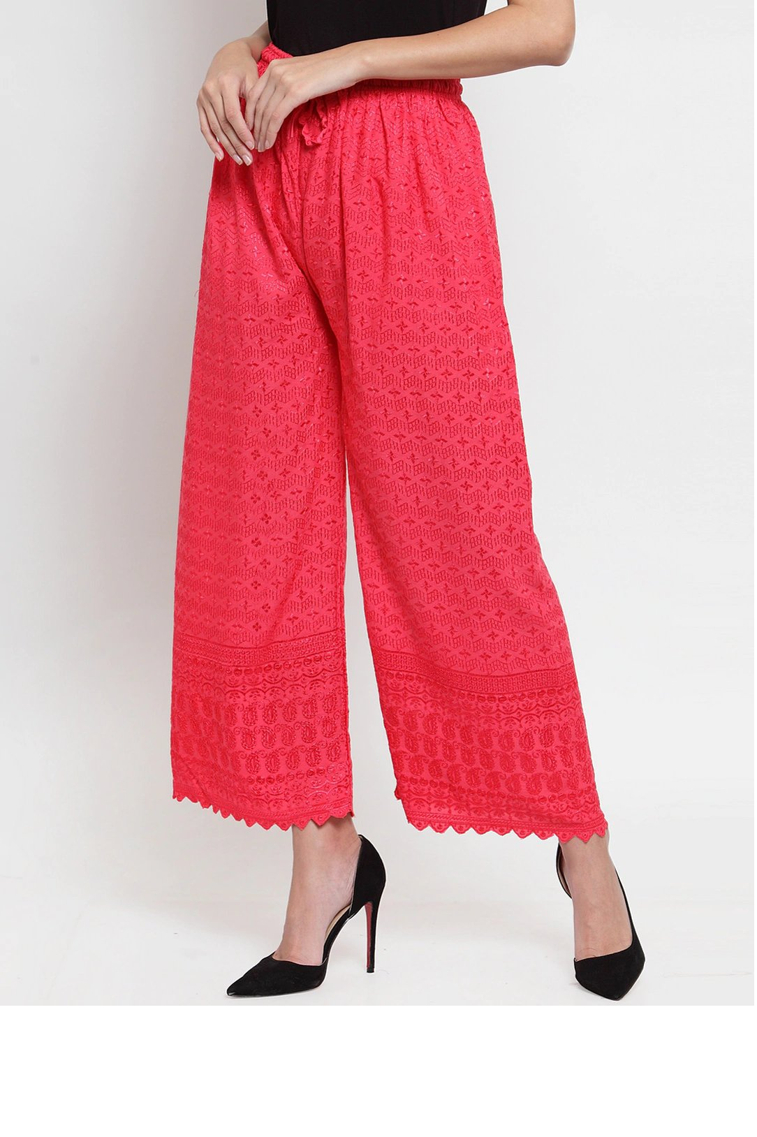 PAVONINE Gajri Color Full Chikankari Rayon Fabric Sharara For Women - Distacart