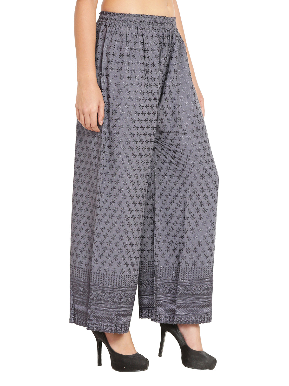 PAVONINE Grey Color Full Chikankari Rayon Fabric Sharara For Women - Distacart