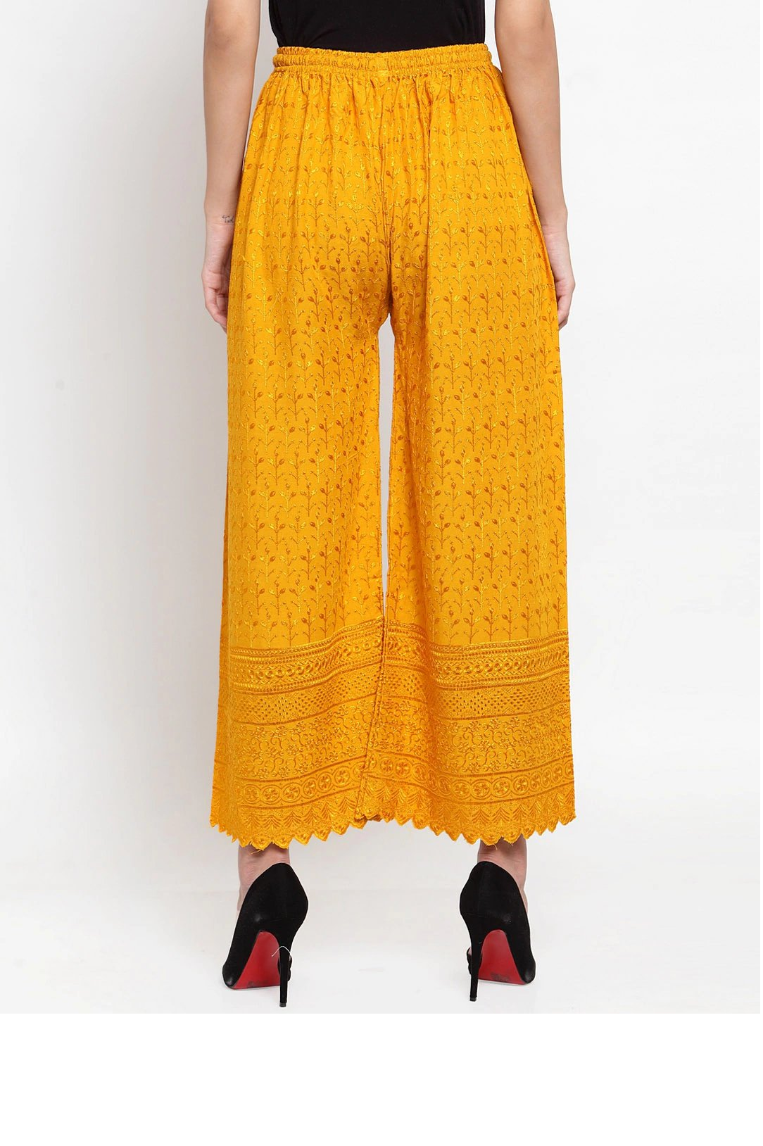 PAVONINE Mustard Color Full Chikankari Rayon Fabric Sharara For Women - Distacart