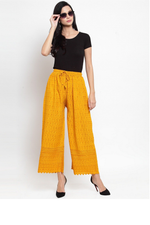 Thumbnail for PAVONINE Mustard Color Full Chikankari Rayon Fabric Sharara For Women - Distacart