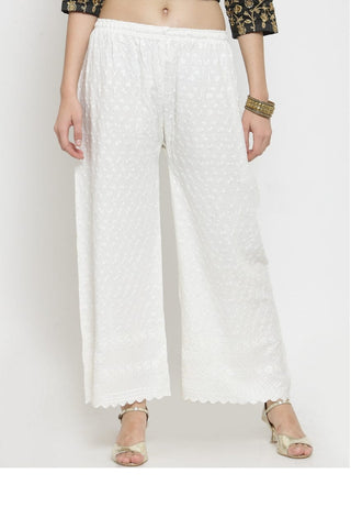 PAVONINE Off White Color Full Chikankari Rayon Fabric Sharara For Women - Distacart