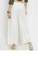 Thumbnail for PAVONINE Off White Color Full Chikankari Rayon Fabric Sharara For Women - Distacart