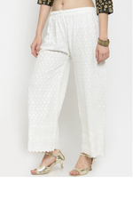 Thumbnail for PAVONINE Off White Color Full Chikankari Rayon Fabric Sharara For Women - Distacart