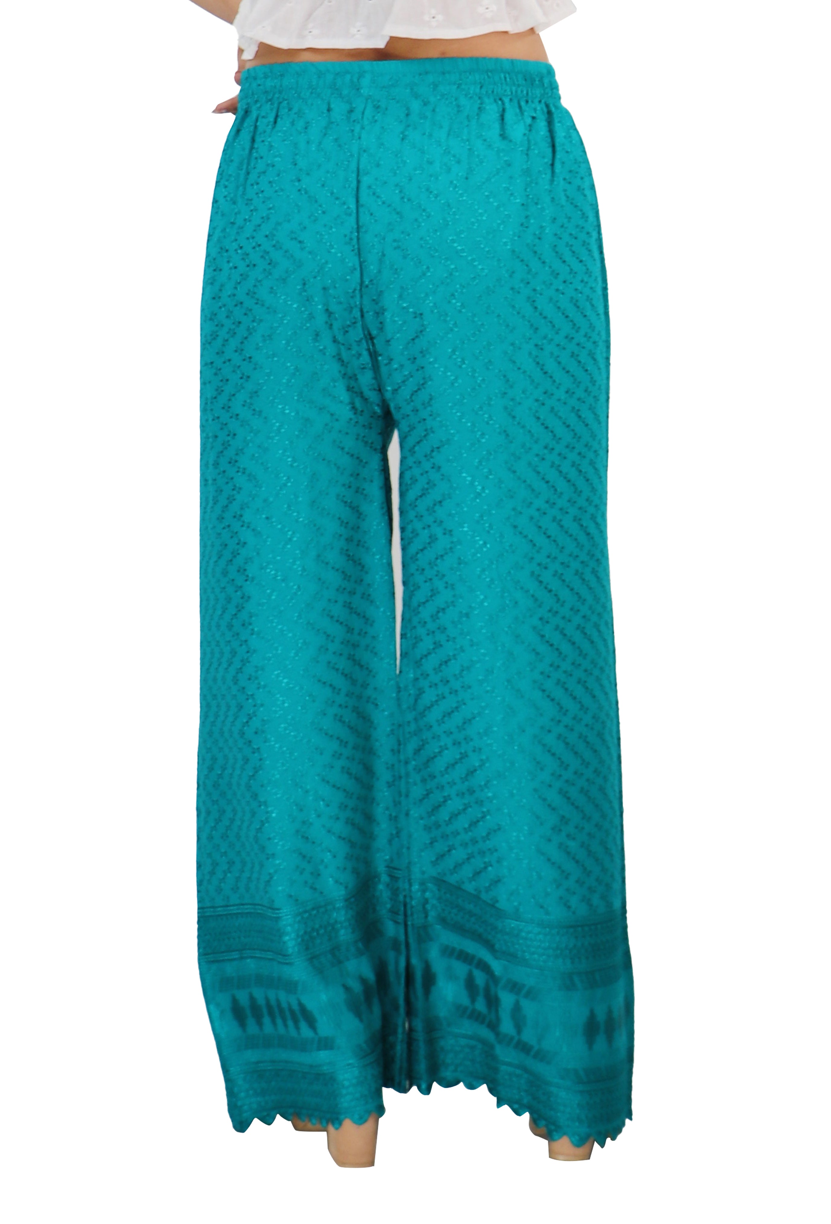 PAVONINE Rama Green Color Full Chikankari Rayon Fabric Sharara For Women - Distacart