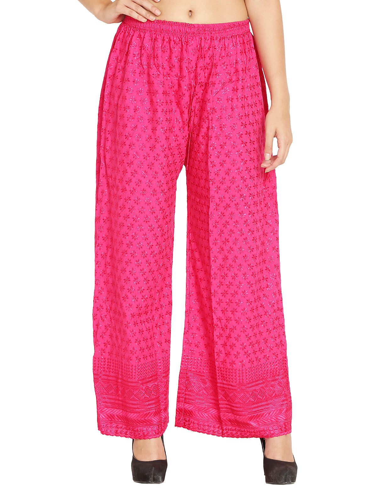 PAVONINE Rani Color Full Chikankari Rayon Fabric Sharara For Women - Distacart