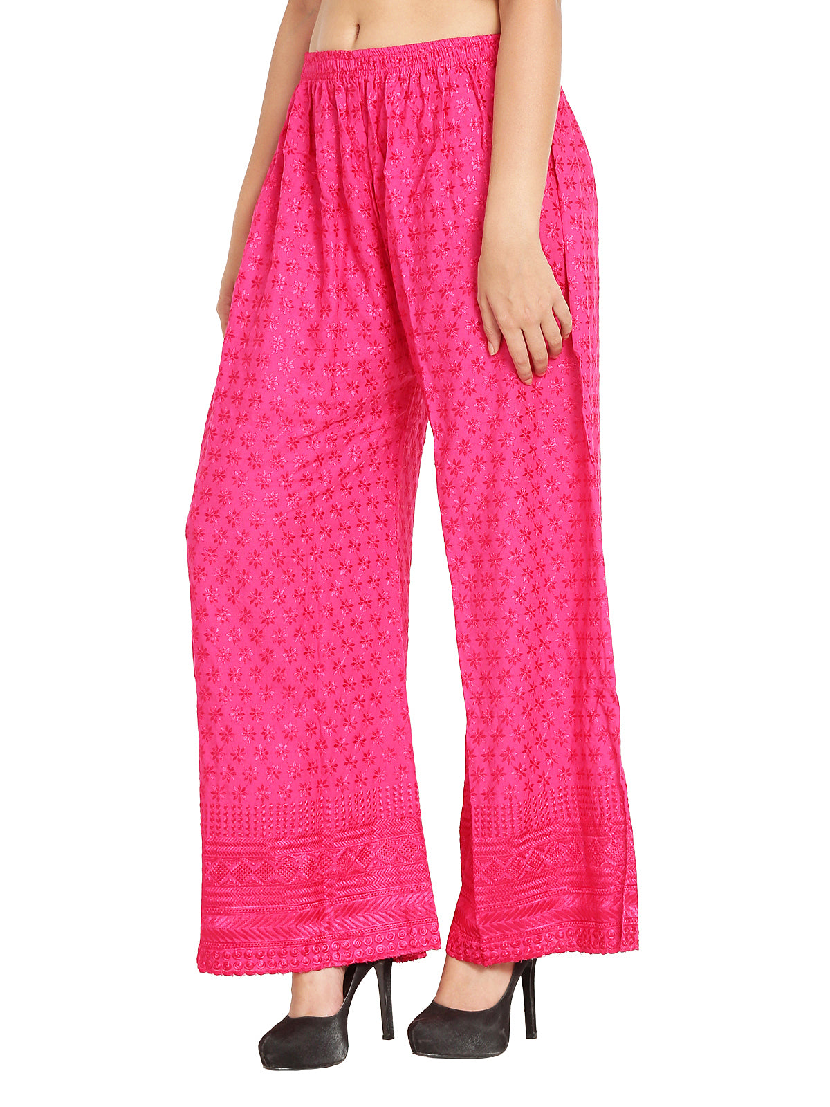 PAVONINE Rani Color Full Chikankari Rayon Fabric Sharara For Women - Distacart