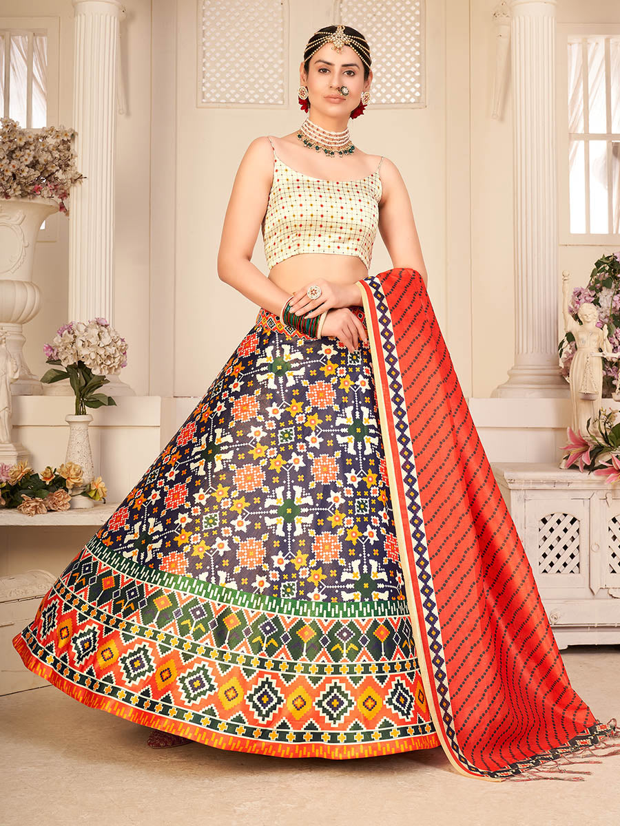 Myra Multicolour Digital Printed Designer Lehenga - Distacart
