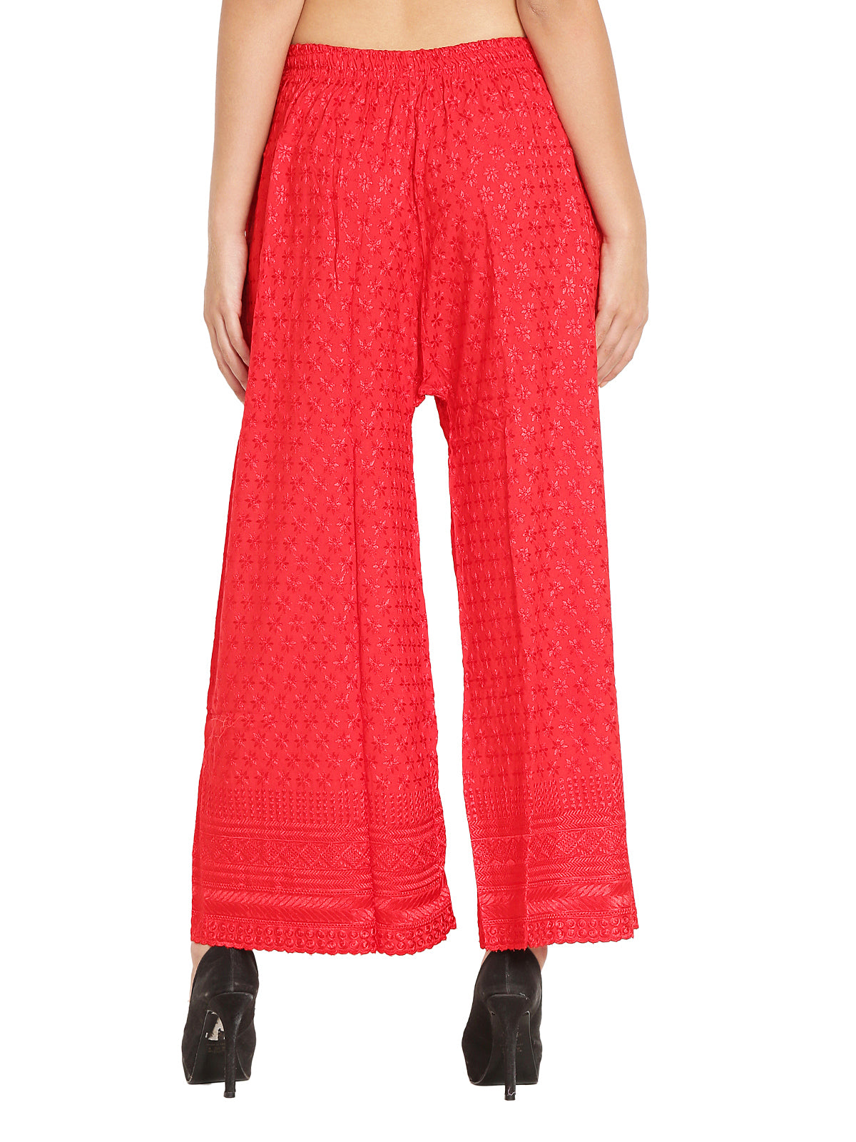 PAVONINE Red Color Full Chikankari Rayon Fabric Sharara For Women - Distacart