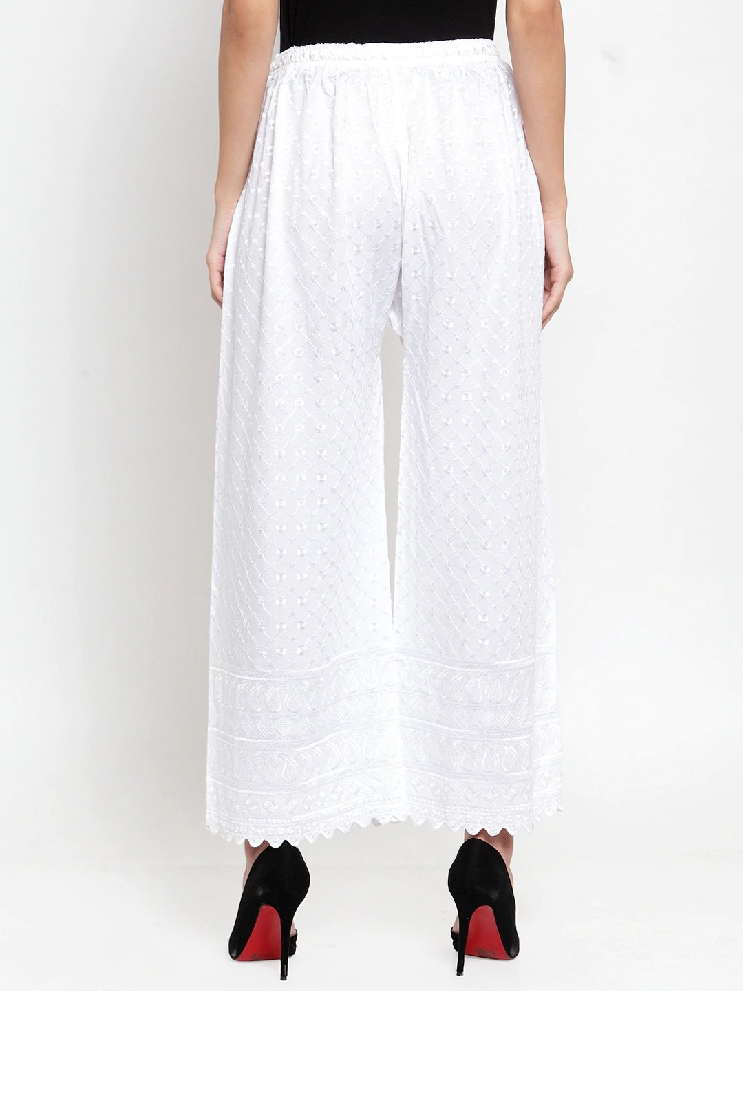 PAVONINE White Color Full Chikankari Rayon Fabric Sharara For Women - Distacart