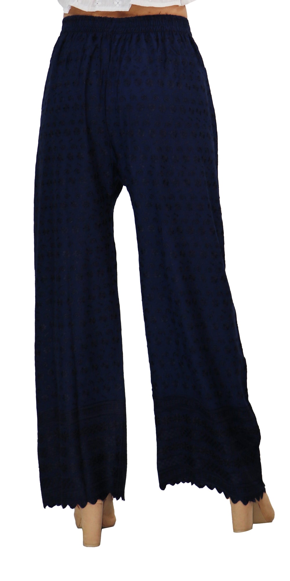 PAVONINE Navy Blue Color Full Chikankari Rayon Fabric Sharara For Women - Distacart