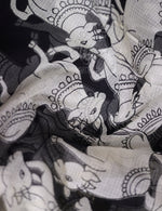Thumbnail for Black Colour Block Print Contrast Blouse Pure Kota Cotton Saree By Gayathri Reddy Designer Studio - Distacart