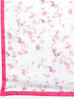 Thumbnail for Kalini Pink & White Abstract Print Pure Georgette Saree - Distacart