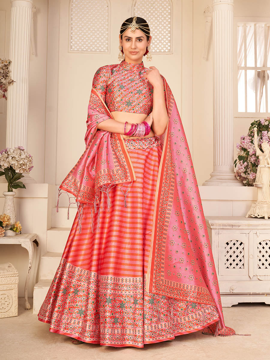 Myra Multicolour Digital Printed Designer Lehenga - Distacart
