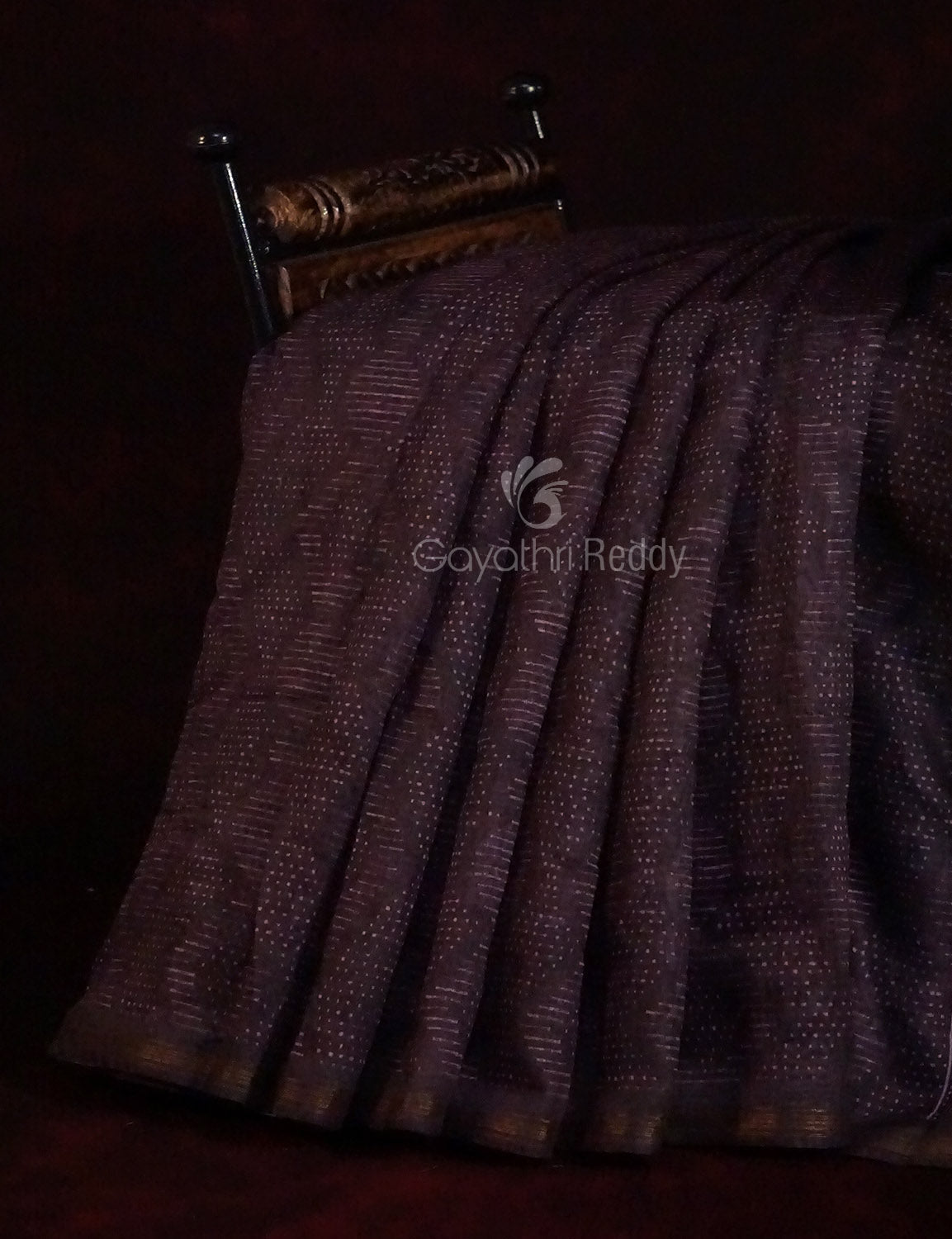 Dark Wine Geometrical Design Semi Chanderi Saree By Gayathri Reddy Designer Studio - Distacart