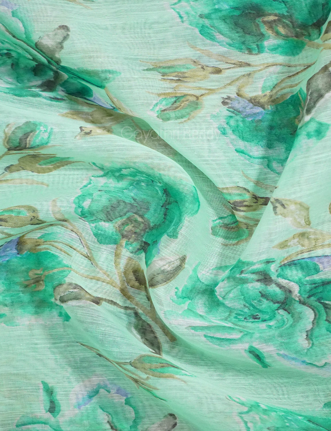 Shades of Mint Green Colour Printed Semi Chanderi Saree By Gayathri Reddy Designer Studio - Distacart