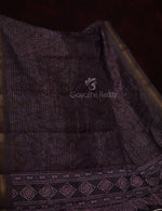 Thumbnail for Dark Wine Geometrical Design Semi Chanderi Saree By Gayathri Reddy Designer Studio - Distacart