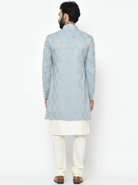 Thumbnail for KISAH Men Printed Mandarin Collar Long Sleeves Sherwani Set - Distacart