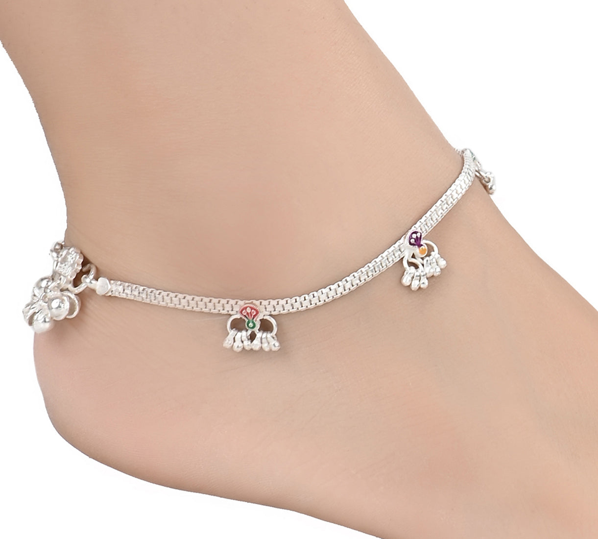 AanyaCentric Silver Plated Traditional Anklets Payal - Classic and Stylish for Women and Girls - Distacart