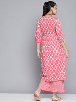 Thumbnail for HERE&NOW Women Ethnic Motifs Printed Empire Pure Cotton Kurta With Palazzos - Distacart