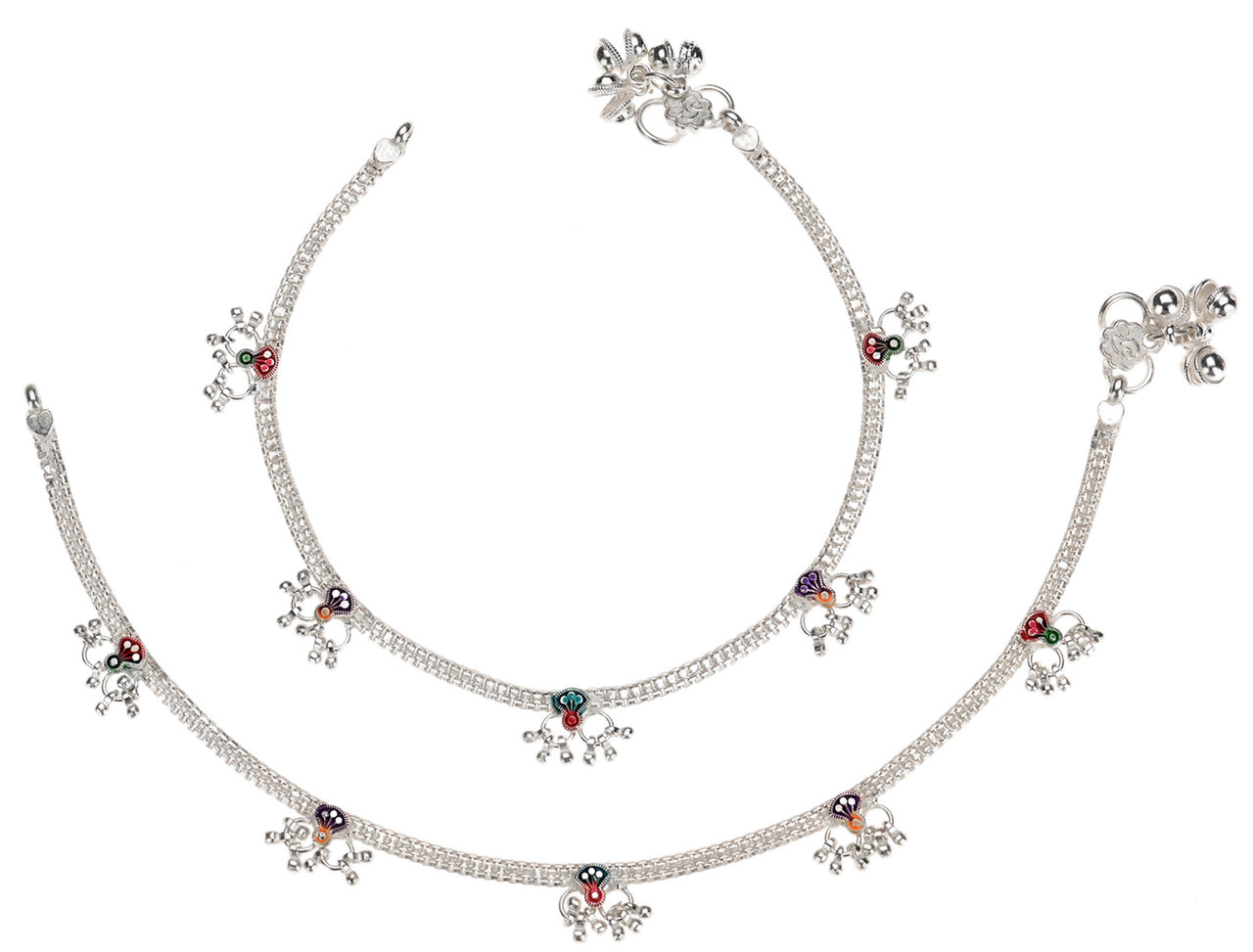 AanyaCentric Silver Plated Traditional Anklets Payal - Classic and Stylish for Women and Girls - Distacart