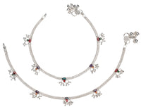 Thumbnail for AanyaCentric Silver Plated Traditional Anklets Payal - Classic and Stylish for Women and Girls - Distacart