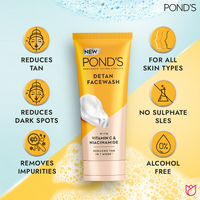 Thumbnail for Ponds Detan Facewash with Vitamin C & Niacinamide - Distacart