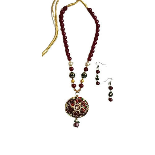 Tiaraa Mahroon Traditional Stone Necklace For Women - Distacart