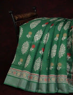 Thumbnail for Green Colored Motif Prints Semi Chanderi Saree By Gayathri Reddy Designer Studio - Distacart