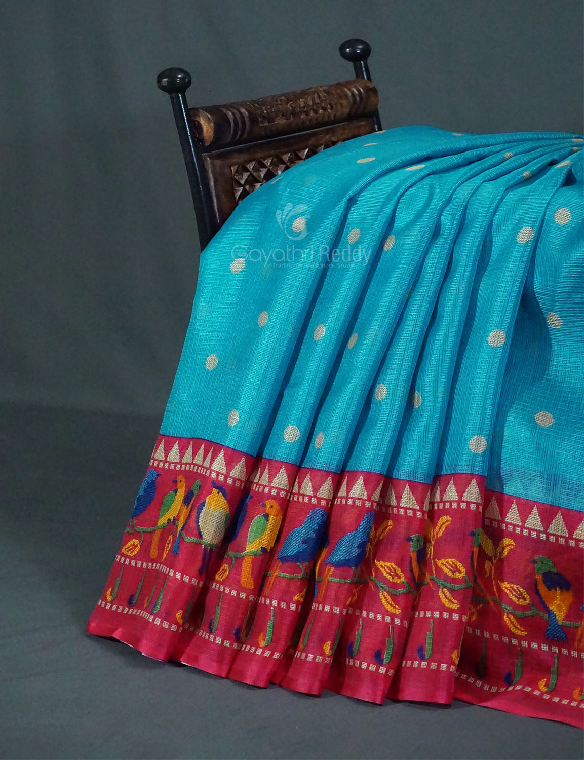 Rama Green Colored with Buttes Semi Silk Kota Saree By Gayathri Reddy Designer Studio - Distacart