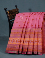 Thumbnail for Light Pink And Rose Pink Colour Block Print Pure Kota Cotton Saree By Gayathri Reddy Designer Studio - Distacart