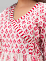 Thumbnail for Kalini White Floral Printed Angrakha Gotta Patti Pure Cotton Kurta with Trousers & Dupatta - Distacart