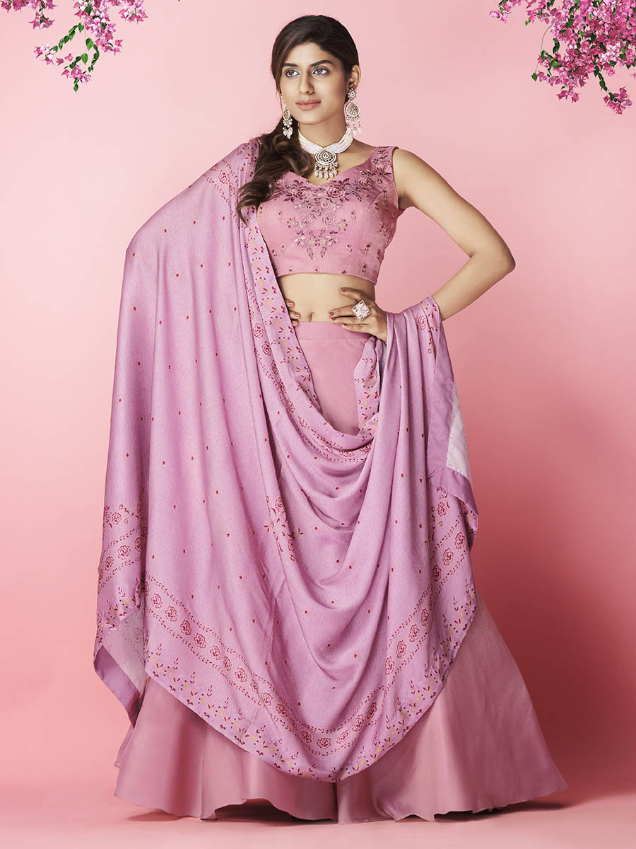 Myra Lilac Art Silk Designer Lehenga - Distacart