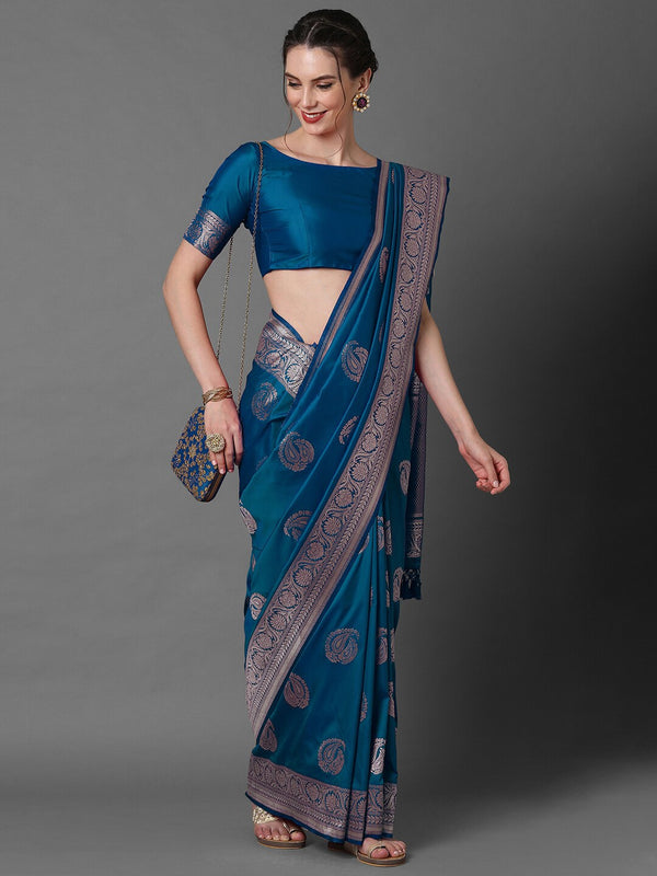Mitera Ethnic Motifs Woven Design Zari Silk Blend Banarasi Saree - Distacart