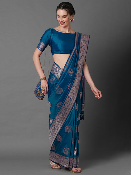 Mitera Ethnic Motifs Woven Design Zari Silk Blend Banarasi Saree - Distacart