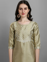 Thumbnail for Kalini Ethnic Motifs Embroidered Kurta with Trousers & Dupatta - Distacart