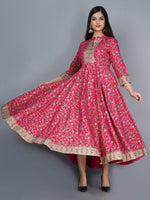 Thumbnail for Kalini Women Pink & Golden Ethnic Motifs Printed Anarkali Kurta - Distacart