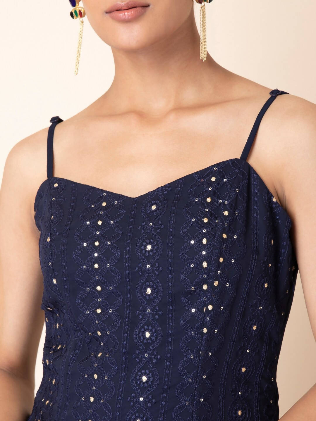 Indya Navy Blue Georgette Kurta - Distacart
