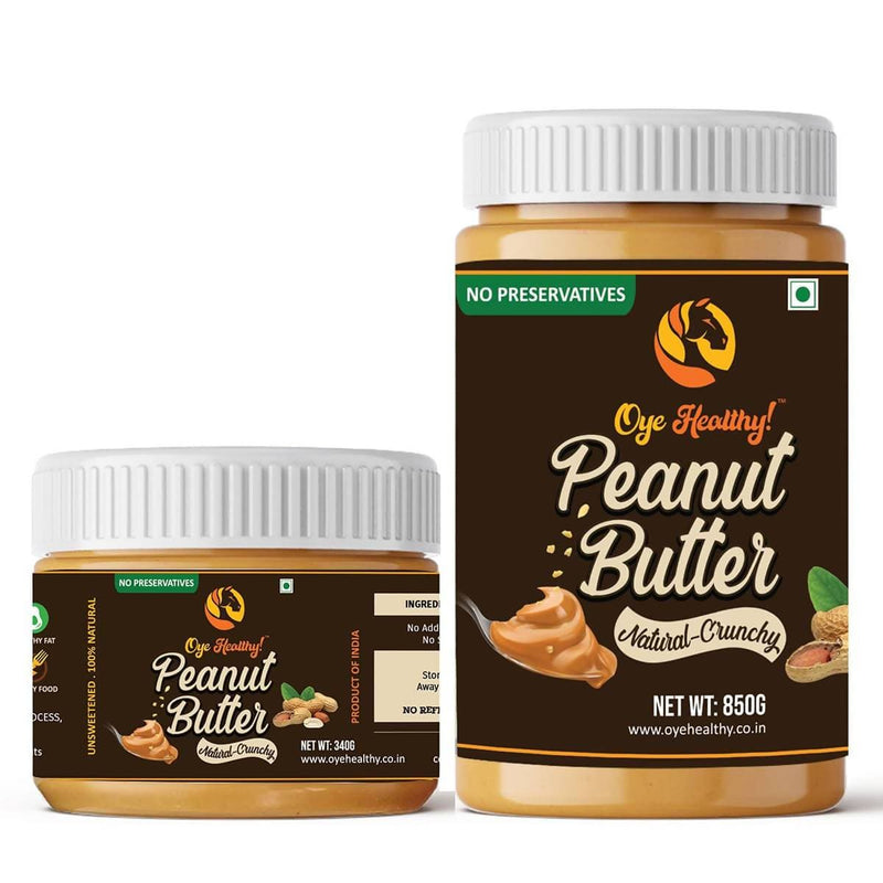 Oye Healthy Peanut Butter Natural Crunchy - Combo Pack of 2 (850gm+340gm)