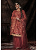 Myra Dark Orange Net Embroidered Sharara Suit - Distacart