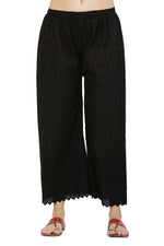 Thumbnail for PAVONINE Black Color Half Schiffli Chikankari Cotton Fabric Sharara For Women - Distacart