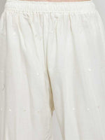 Thumbnail for PAVONINE Off-White Color Half Schiffli Chikankari Cotton Fabric Sharara For Women - Distacart