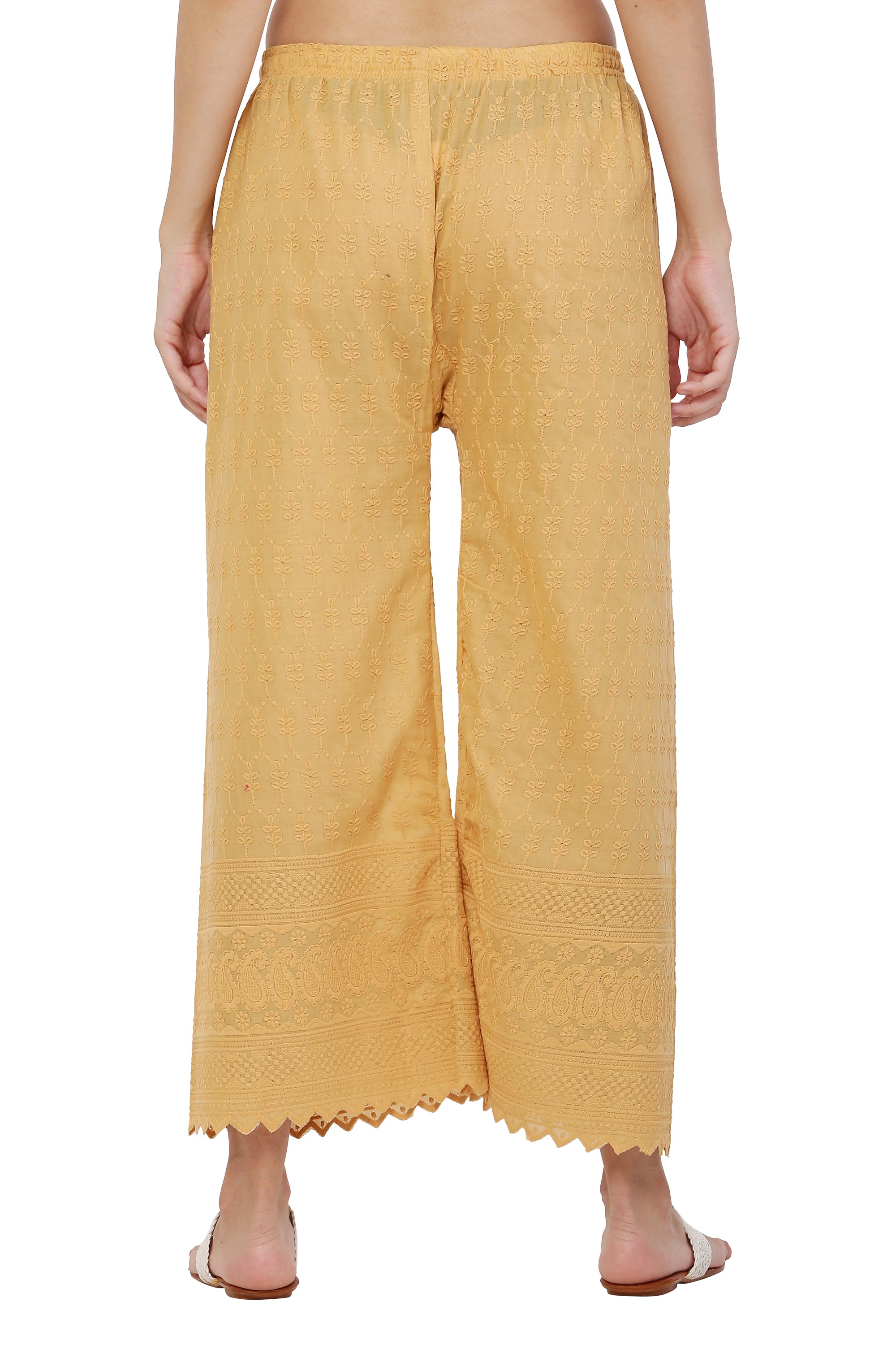 PAVONINE Beige Color Full Chikankari Cotton Fabric Sharara For Women - Distacart