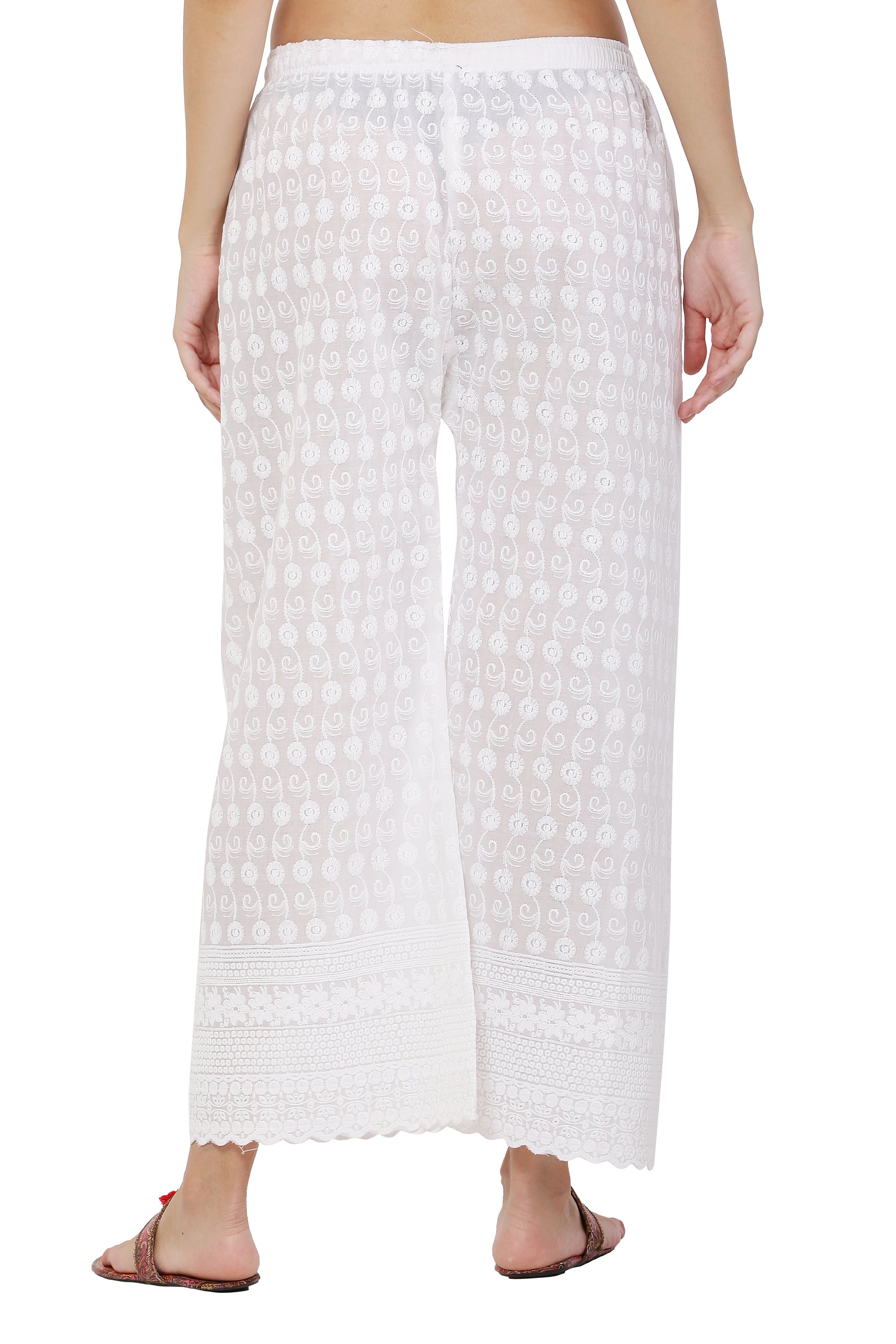 PAVONINE White Color Full Chikankari Cotton Fabric Sharara For Women - Distacart