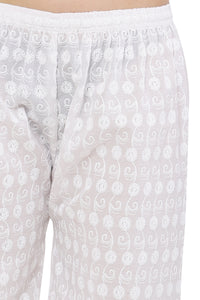 Thumbnail for PAVONINE White Color Full Chikankari Cotton Fabric Palazzo For Women - Distacart