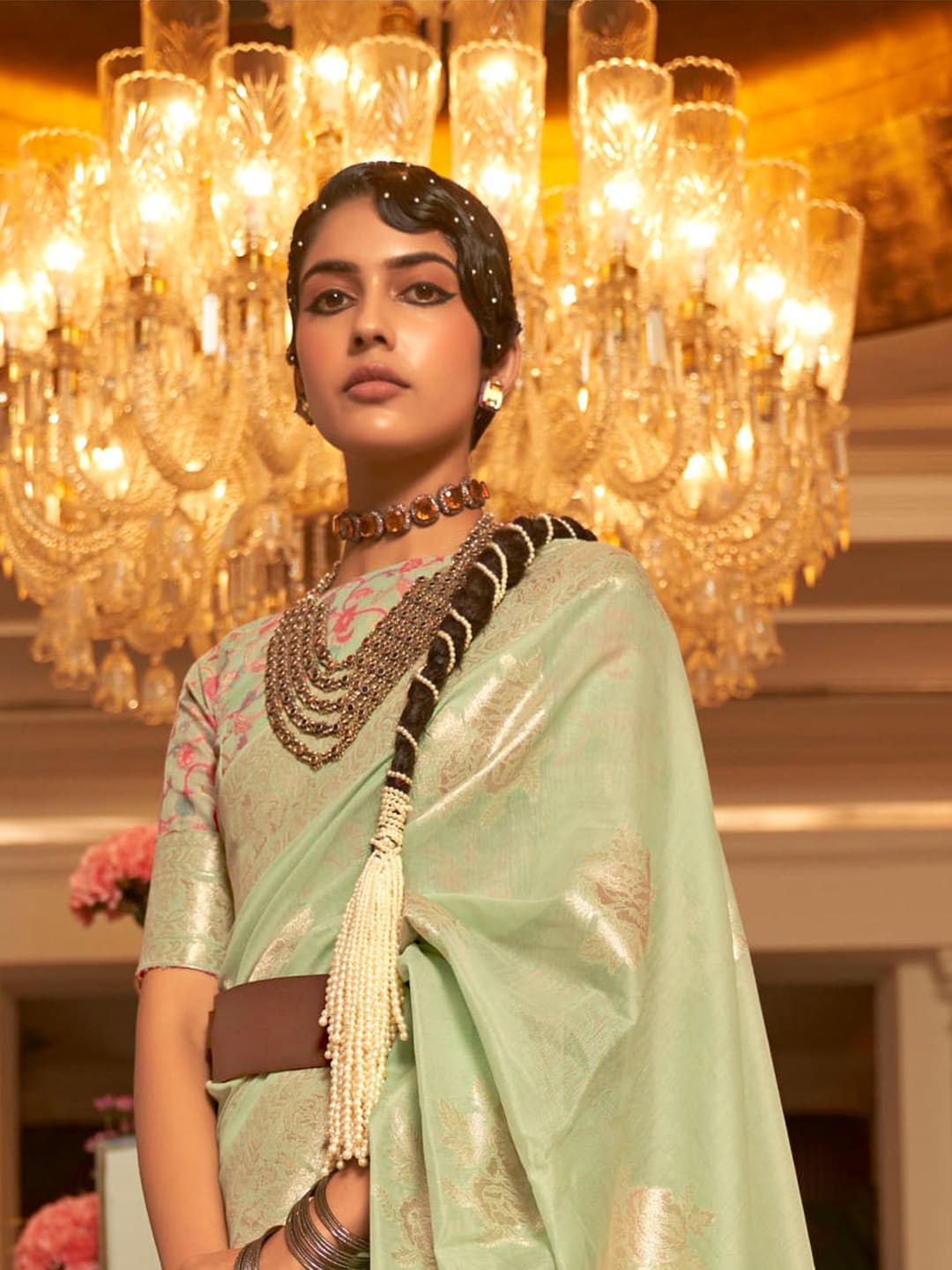 Mitera Floral Woven Design Zari Pure Silk Saree - Distacart