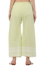 Thumbnail for PAVONINE Lemon Color Full Thread Chikankari Cotton Fabric Palazzo For Women - Distacart