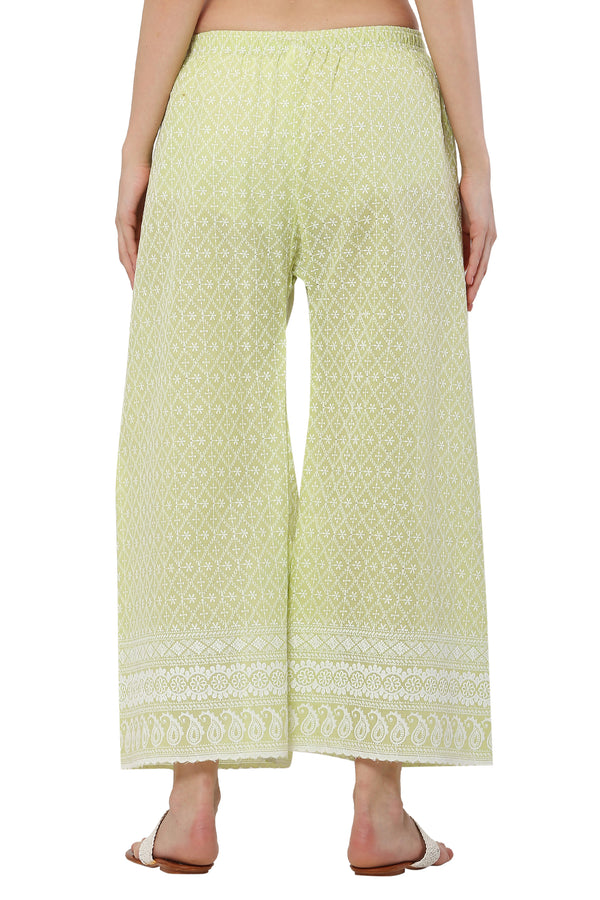 PAVONINE Lemon Color Full Thread Chikankari Cotton Fabric Palazzo For Women - Distacart