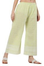 Thumbnail for PAVONINE Lemon Color Full Thread Chikankari Cotton Fabric Sharara For Women - Distacart